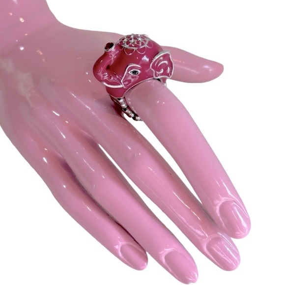 Pink Elephant Ring with Stretch Comfort Band - Picture 1 of 10